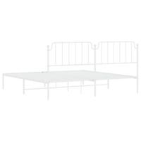 Bedframe met hoofdbord metaal wit 200x200 cm - thumbnail