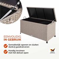 Polyrattan Kussenbox Creme 122x56x61cm met Wielen - thumbnail
