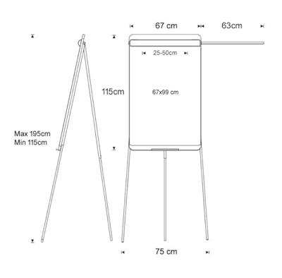 Rocada Flipchart NAT0610 (b x h) 700 mm x 1900 mm Hout, Eiken, Wit (RAL 9003) Afwisbaar, Beschrijfbaar, In hoogte verstelbaar, Incl. opbergbakje, Magneetband
