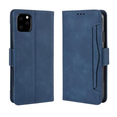 Portemonnee stijl huid gevoel kalf patroon lederen draagtas voor iPhone XI MAX 2019 met aparte kaartsleuf (blauw)