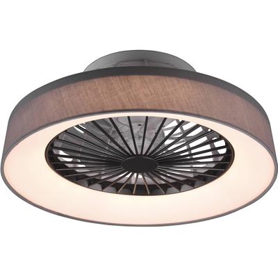 LED Plafondlamp met Ventilator - Plafondventilator - Trion Farali - 30W - Aanpasbare Kleur - Afstandsbediening - Dimbaar - Rond - Mat Grijs - Kunststof