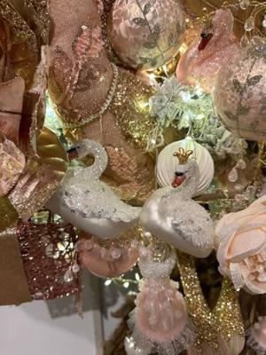 Decoris kerstornament glas zwaan 8.3cm