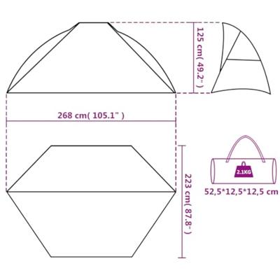 VidaXL Strandtent 268x223x125 cm 185t polyester azuurblauw