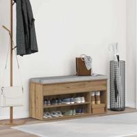 Schoenenbank 102x30,5x45 cm bewerkt hout artisanaal eikenkleur - thumbnail