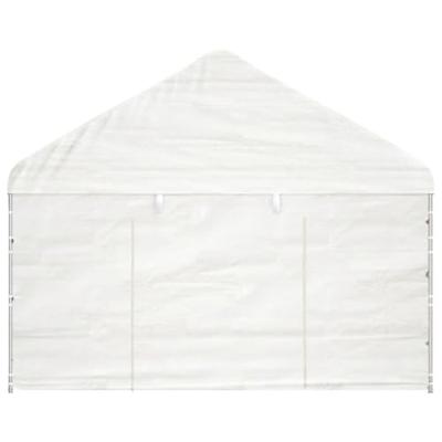 Prieel met dak 17,84x4,08x3,22 m polyetheen wit