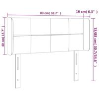 Hoofdbord met randen 83x16x78/88 cm stof taupe - thumbnail