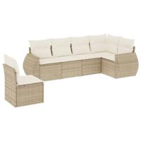 6-delige Loungeset met kussens poly rattan beige - thumbnail