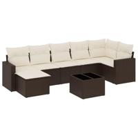 8-delige Loungeset met kussens poly rattan bruin - thumbnail