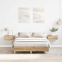 Bedframe zonder matras spaanplaat ambachtelijk eikenkleurig - thumbnail