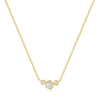 Zilveren Ketting met Gouden Plating en Zirkonia Trio - Subtiele Eleganties van Elenza