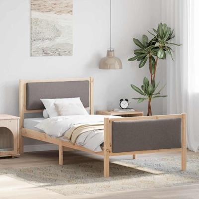 Bedframe met hoofdeinde Taupe 90 x 190 cm Stof Bedframe met hoofdeinde Taupe 90 x 190 cm Stof
