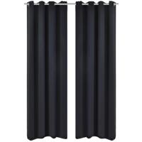 vidaXL Blackout Gordijnen met metalen ringen 135 x 245 cm 2 stuks (zwart) - thumbnail