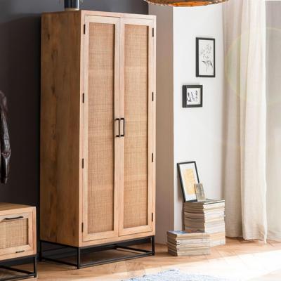 Artistiq Kledingkast 'Denice' Mangohout en rotan, 180 x 80cm