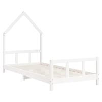 Kinderbedframe 90x200 cm massief grenenhout wit - thumbnail