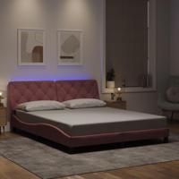 Bedframe met LED zonder matras fluweel roze 160x200 cm - thumbnail