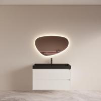 Badmeubelset BWS Riga met Lako Wastafel Zwart 100 Mat Wit - thumbnail