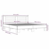Bedframe bewerkt hout metaal grijs sonoma eiken 200x200 cm - thumbnail