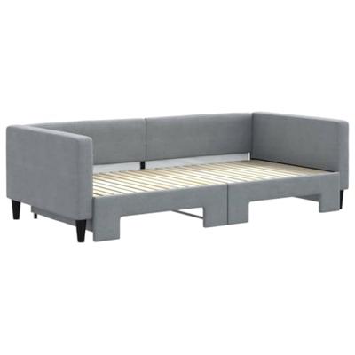 Slaapbank met onderschuifbed 100x200 cm stof lichtgrijs