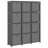 Kast met 12 vakken met boxen 103x30x141 cm stof grijs - thumbnail