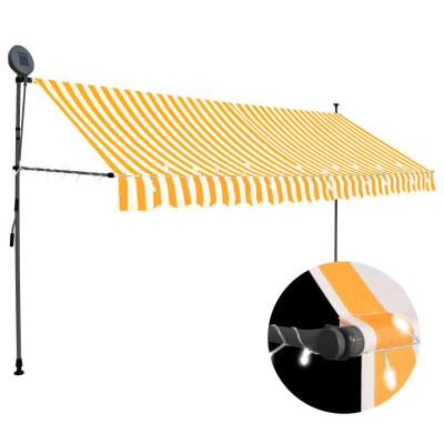 VidaXL Luifel handmatig uitschuifbaar met led 400 cm wit en oranje