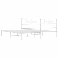 Bedframe met hoofdbord metaal wit 193x203 cm - thumbnail