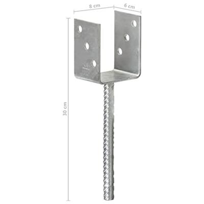 VidaXL Grondankers 6 st 8x6x30 cm gegalvaniseerd staal zilverkleurig