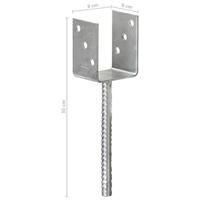 Grondankers 6 st 8x6x30 cm gegalvaniseerd staal zilverkleurig - thumbnail