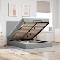 Ottoman bed met matras 140x190cm stof lichtgrijs - thumbnail