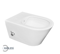 Wiesbaden Wandcloset Luxe Rimless 53 cm Inclusief Ingebouwde Bidet MW/KD Mat Wit - thumbnail