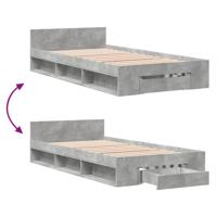 Bedframe met lade bewerkt hout betongrijs 90x200 cm - thumbnail