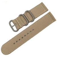 Wasbaar nylon canvas horlogeband band breedte: 18mm (kaki met zilveren ring gesp) - thumbnail
