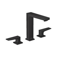 Hansgrohe Wastafelmengkraan Metropol 3-Gats 160 met Rechte Greep en Push-Open Afvoer Mat Zwart - thumbnail
