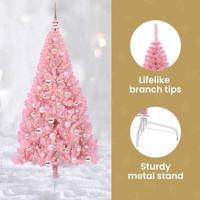 VidaXL Kunstmatig voorverlicht kerstboom met 300 led roze 180 cm pvc - thumbnail