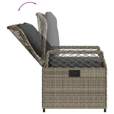 7-delige Tuinset met kussens poly rattan grijs - thumbnail