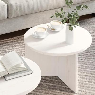 Koffietafel Set 2 pcs Wit 49 x 49 x 28 cm Massief grenenhout