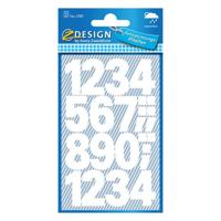 Avery Etiketten cijfers en letters 0-9 groot, 2 blad, wit, waterbestendige folie - thumbnail