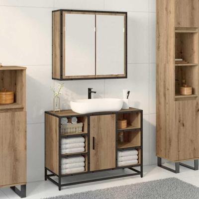 Badkamer spiegelkast artisanaal eikenkleurig 65 x 20 x 60 cm