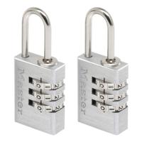 Masterlock 2 x 20mm - solid aluminium body with brushed metal finish - 21mm chrom - 7620EURT - thumbnail