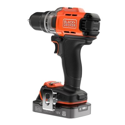 Trapano avvitatore a batteria 18V + 2 batterie da 2Ah + caricabatteria - BLACK&DECKER - BCD382D2XK-QW - Con custodia per il trasporto