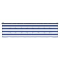 VidaXL Tuinbankkussen gestreept 200x50x4 cm stof wit en blauw - thumbnail
