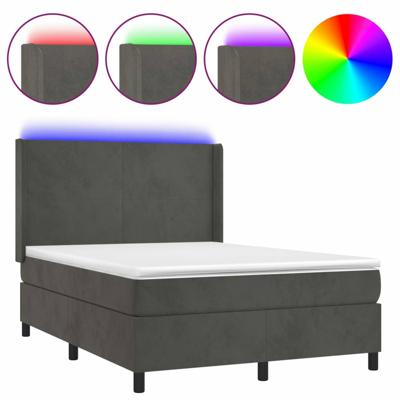 Boxspring met matras en LED fluweel donkergrijs 140x200 cm