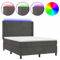 Boxspring met matras en LED fluweel donkergrijs 140x200 cm - thumbnail