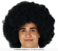 Afro Pruik Zwart Mega - thumbnail