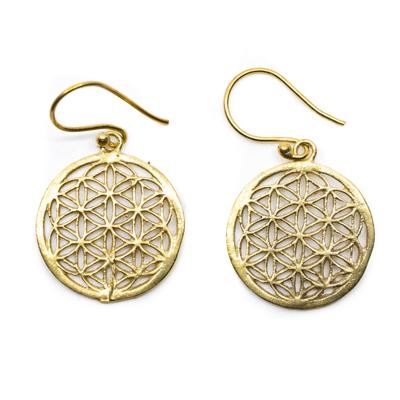 Flower of Life Oorbellen Messing Goudkleurig (20 mm)