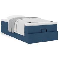 Ottoman bed met matras 120x190 cm stof blauw - thumbnail