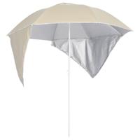VidaXL Strandparasol met zijwanden 215 cm zandkleurig - thumbnail