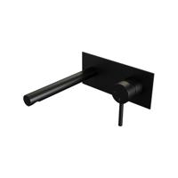 Inbouw wastafelmengkraan met rechte uitloop, afdekplaat model A1, mat zwart - thumbnail