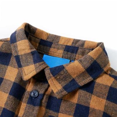 Kinderoverhemd geruit 116 cognackleurig en blauw Kinderoverhemd geruit 116 cognackleurig en blauw