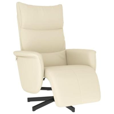Fauteuil verstelbaar met voetensteun kunstleer crmekleurig - thumbnail