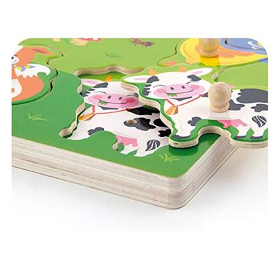 VIGA hout legpuzzel met geluid, boerderijdieren, afm 33x22,5x3 cm, 1 stuk